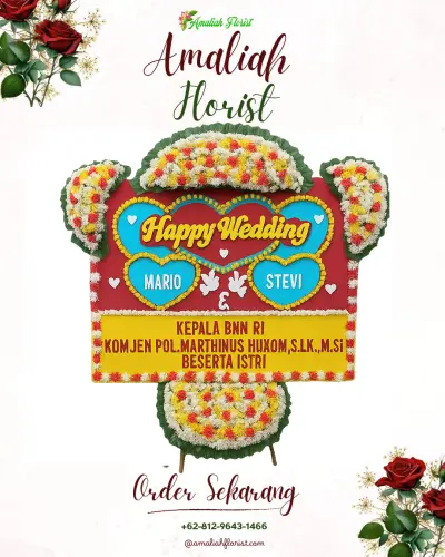 Karangan Papan Bunga Pernikahan di Titi Kuning